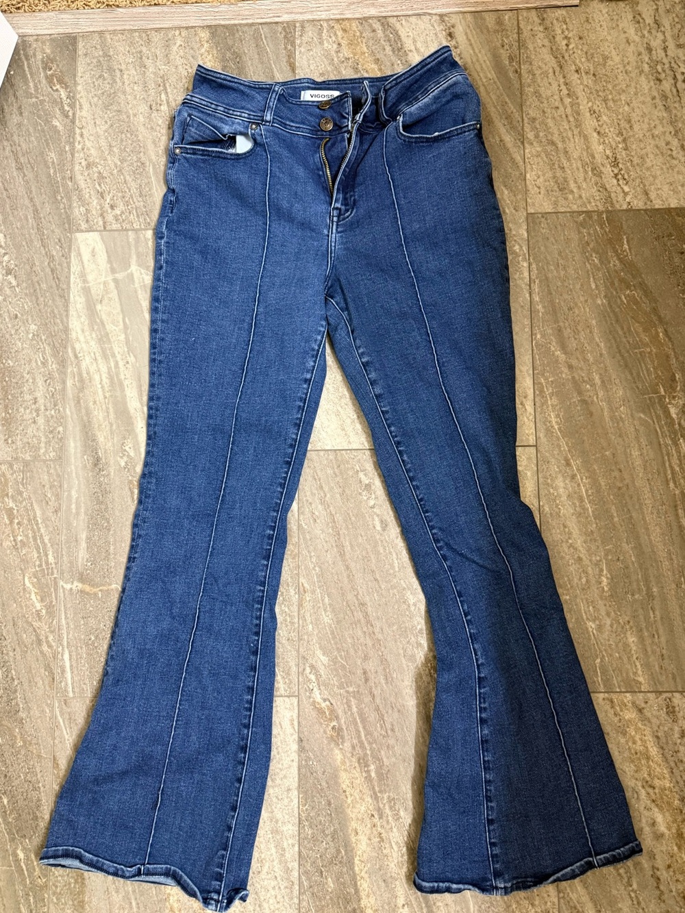 Vigoss Dark Blue Flare Jeans with Front Seams